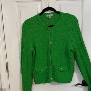 J. Crew Vibrant Green Cardigan with Gold Buttons